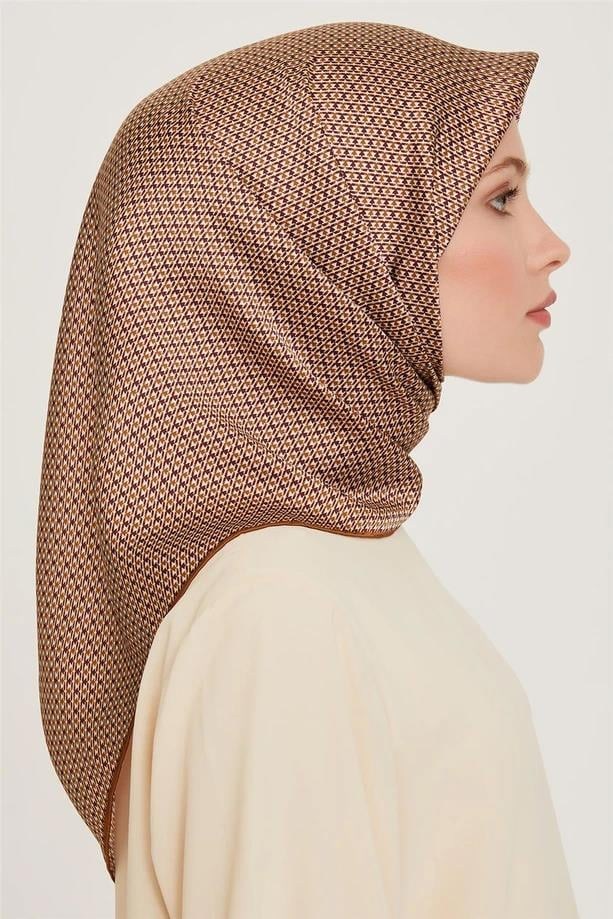 Armine İpek Eşarp 2025 Kış - 9210-81 Kahve Twill
