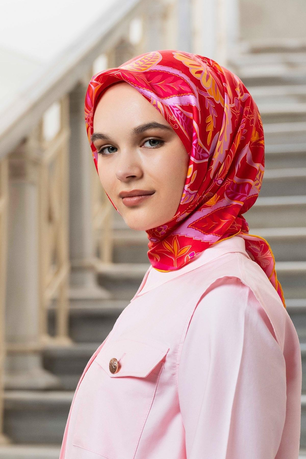 Armine İpek Eşarp 2025 Kış - 9227-09 Fuşya Twill