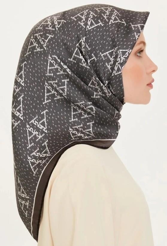 Armine İpek Eşarp 2025 Kış - 9228-54 Siyah Füme Twill