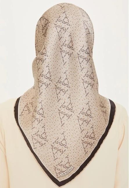 Armine İpek Eşarp 2025 Kış - 9228-81 Bej Gri Twill