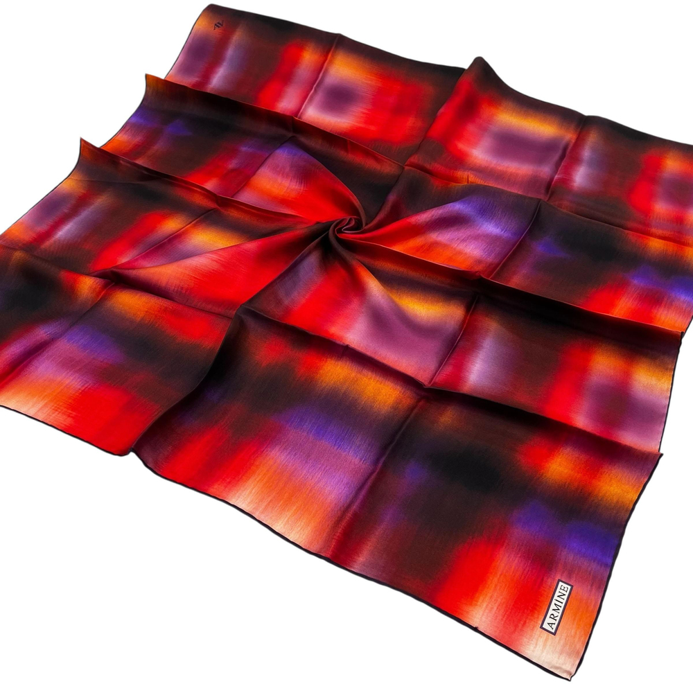 Armine İpek Eşarp 2025 Kış - 9229-51 Mor Siyah Twill