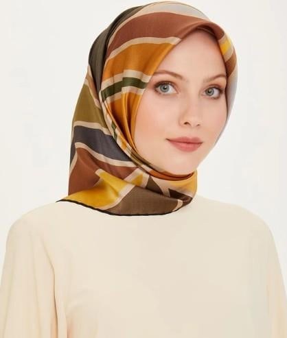 Armine İpek Eşarp 2025 Kış - 9232-35 Füme Kahve Twill