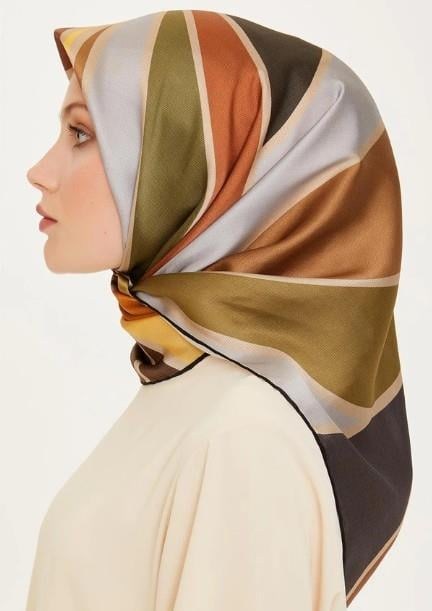 Armine İpek Eşarp 2025 Kış - 9232-35 Füme Kahve Twill