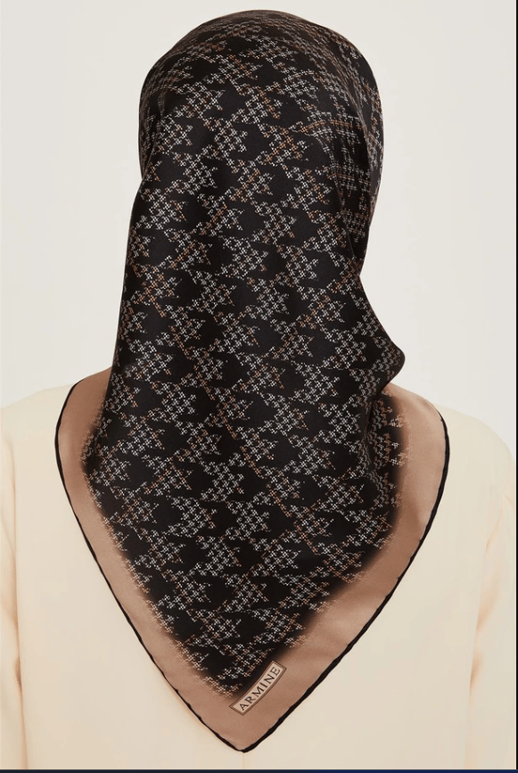 Armine İpek Eşarp 2025 Kış - 9239-81 Siyah Vizon Twill