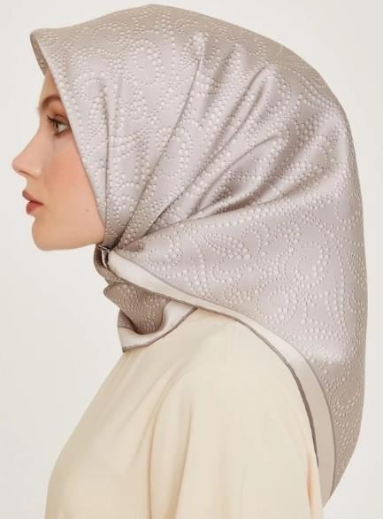 Armine İpek Eşarp 2025 Kış - 9246-02 Açık Gümüş Twill