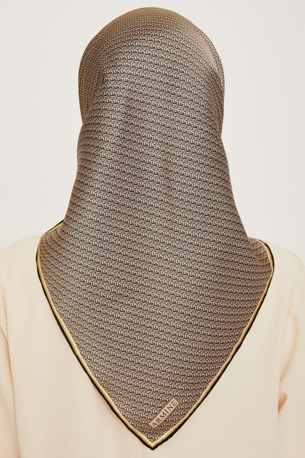 Armine İpek Eşarp 2025 Kış - 9250-31 Siyah Sarı Twill
