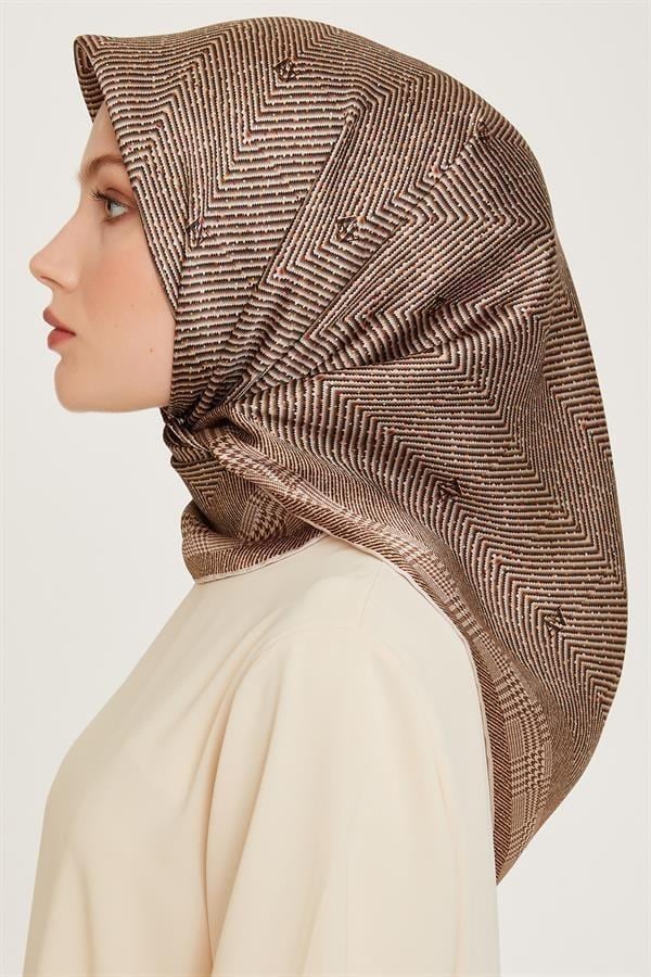 Armine İpek Eşarp 2025 Kış - 9252-80 Sütlü Kahve Twill