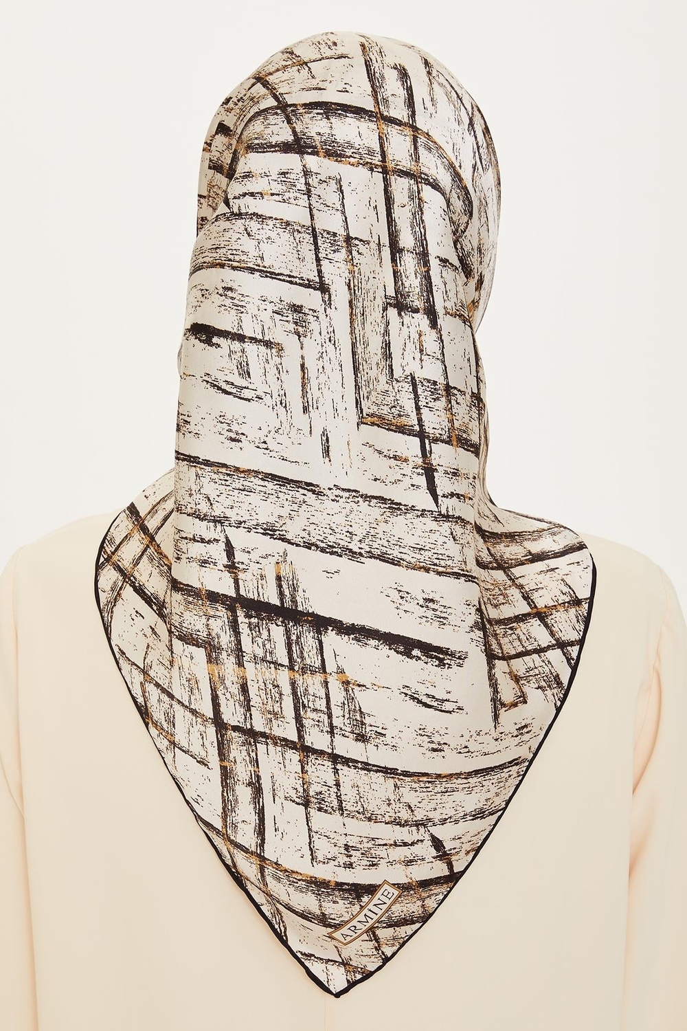 Armine İpek Eşarp 2025 Kış - 9258-01 Beyaz Gold Twill