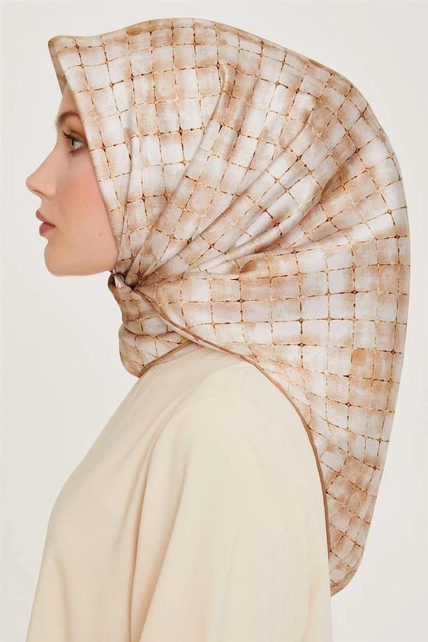 Armine İpek Eşarp 2025 Kış - 9259-86 Açık Gold Twill