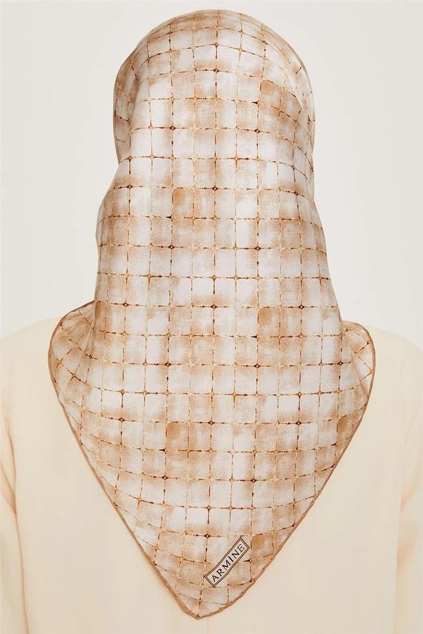 Armine İpek Eşarp 2025 Kış - 9259-86 Açık Gold Twill