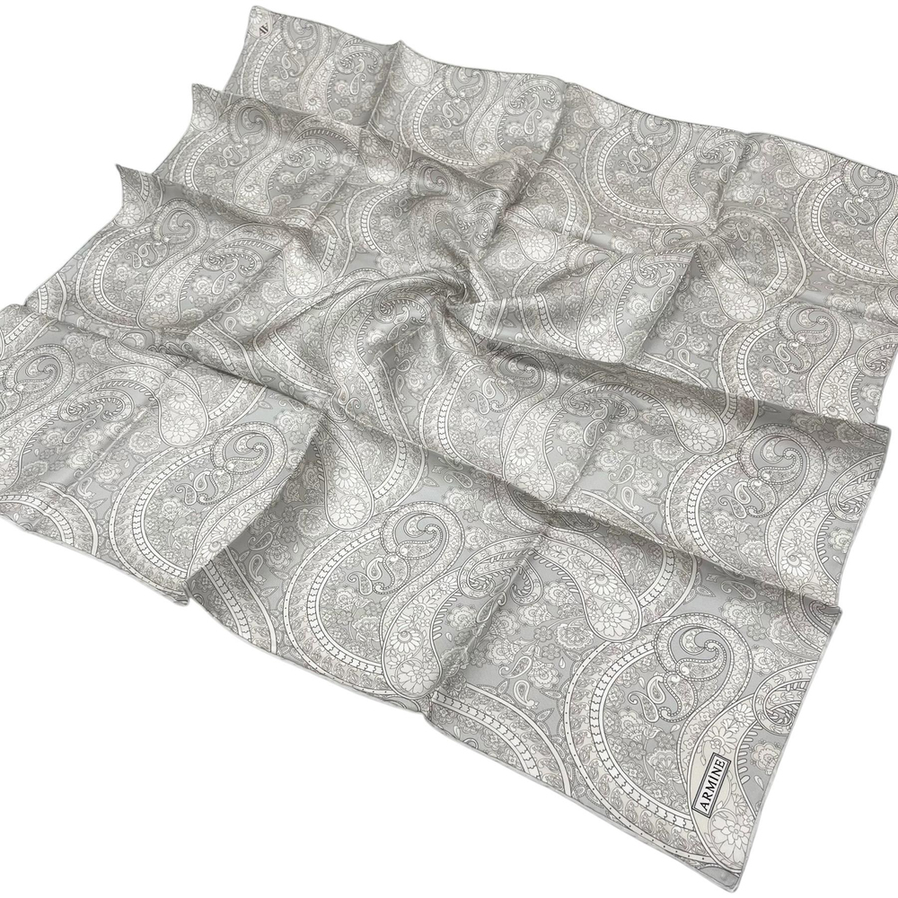 Armine İpek Eşarp 2025 Yaz - 9304-84 Açık Gri Bej Twill