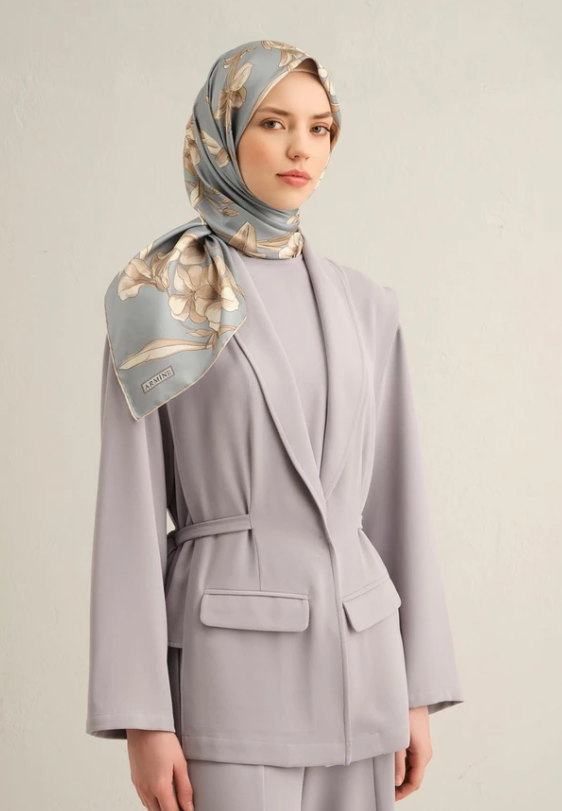 Armine İpek Eşarp 2025 Yaz - 9324-09 Buz Mavisi Twill