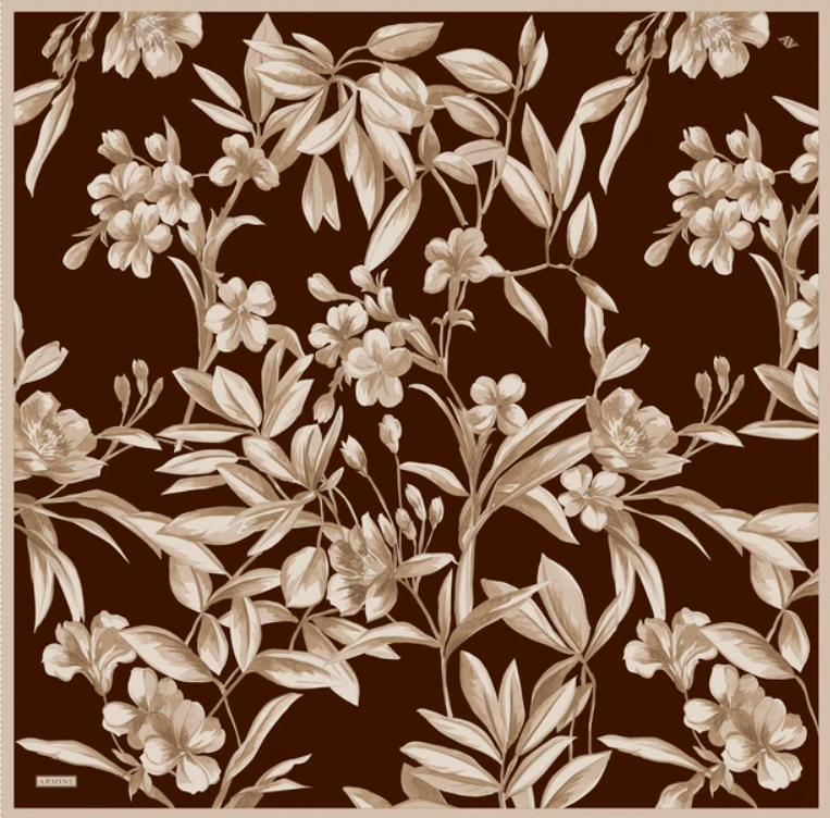 Armine İpek Eşarp 2025 Yaz - 9324-52 Kahve Twill