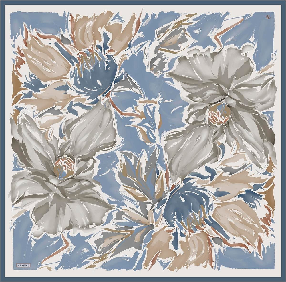 Armine İpek Eşarp 2025 Yaz - 9337-05 Mavi Gri Twill