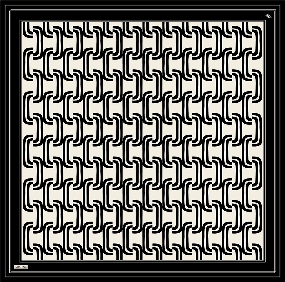 Armine İpek Eşarp 2025 Yaz - 9343-09 Siyah Krem Twill