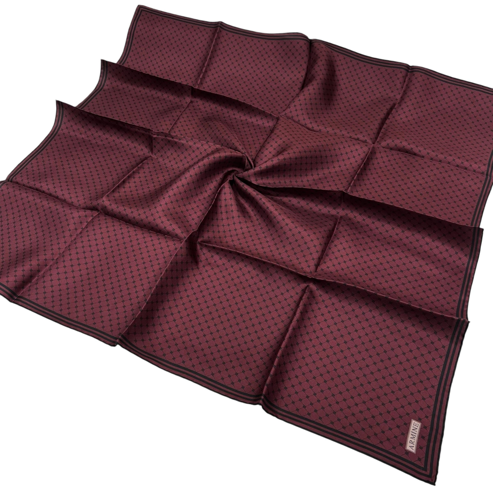 Armine İpek Eşarp 2025 Yaz - 9345-59 Koyu Bordo Siyah Twill