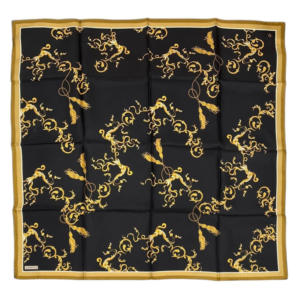 Armine İpek Eşarp 2025 Yaz - 9360-31 Siyah Gold Twill