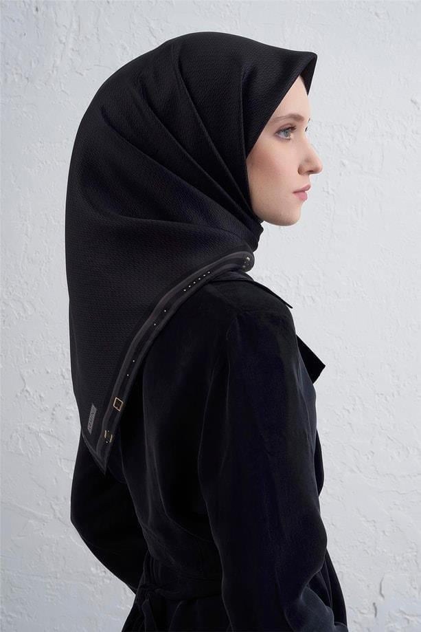 Armine İpek Eşarp 2026 Kış - 9401-52 Siyah Twill