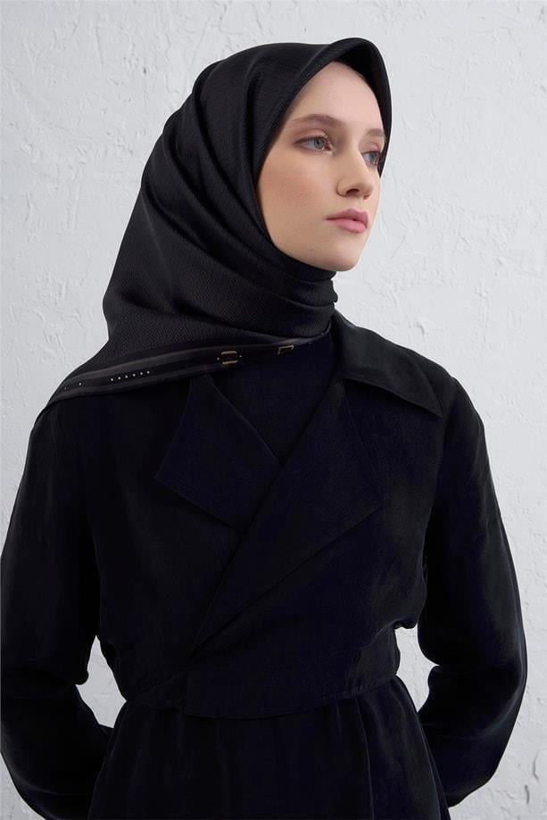 Armine İpek Eşarp 2026 Kış - 9401-52 Siyah Twill