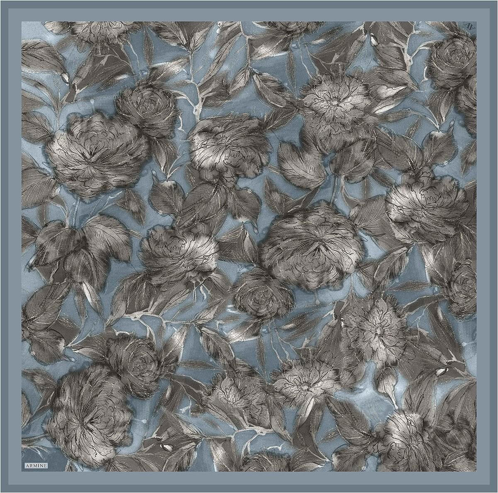 Armine İpek Eşarp 2026 Kış - 9409-37 Metalik Mavi Twill