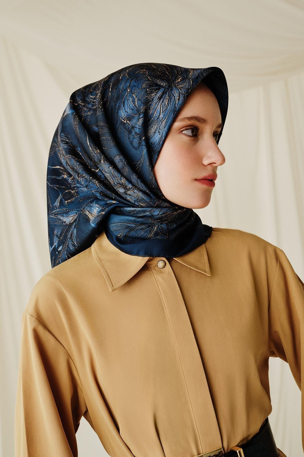 Armine İpek Eşarp 2026 Kış - 9409-81 Lacivert Twill