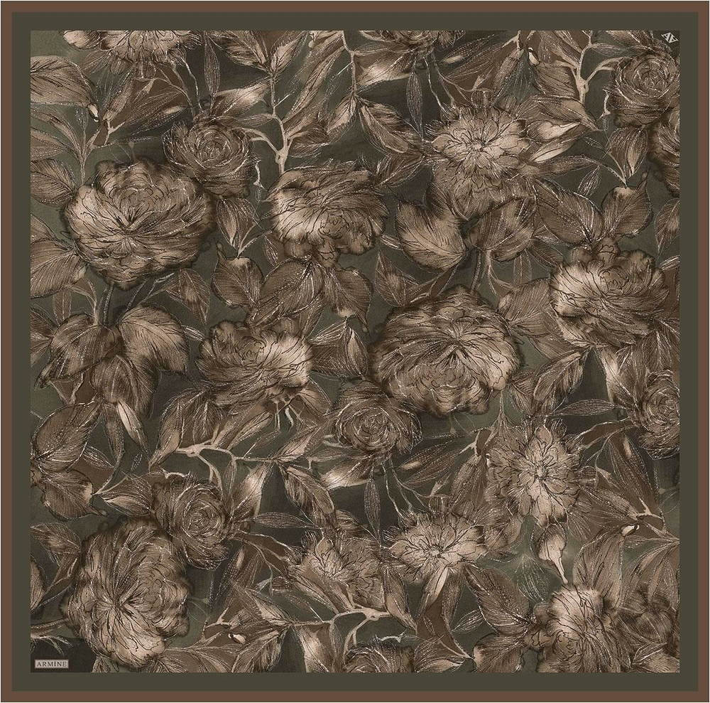 Armine İpek Eşarp 2026 Kış - 9409-84 Koyu Haki Twill
