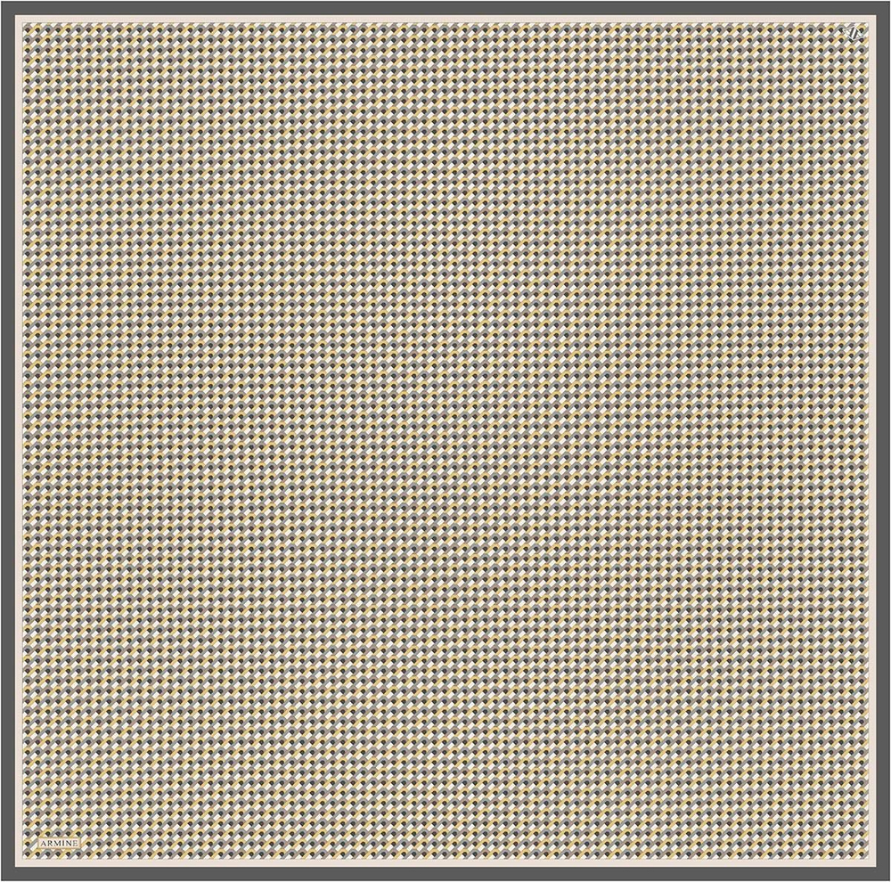 Armine İpek Eşarp 2026 Kış - 9417-31 Gri Füme Sarı Twill