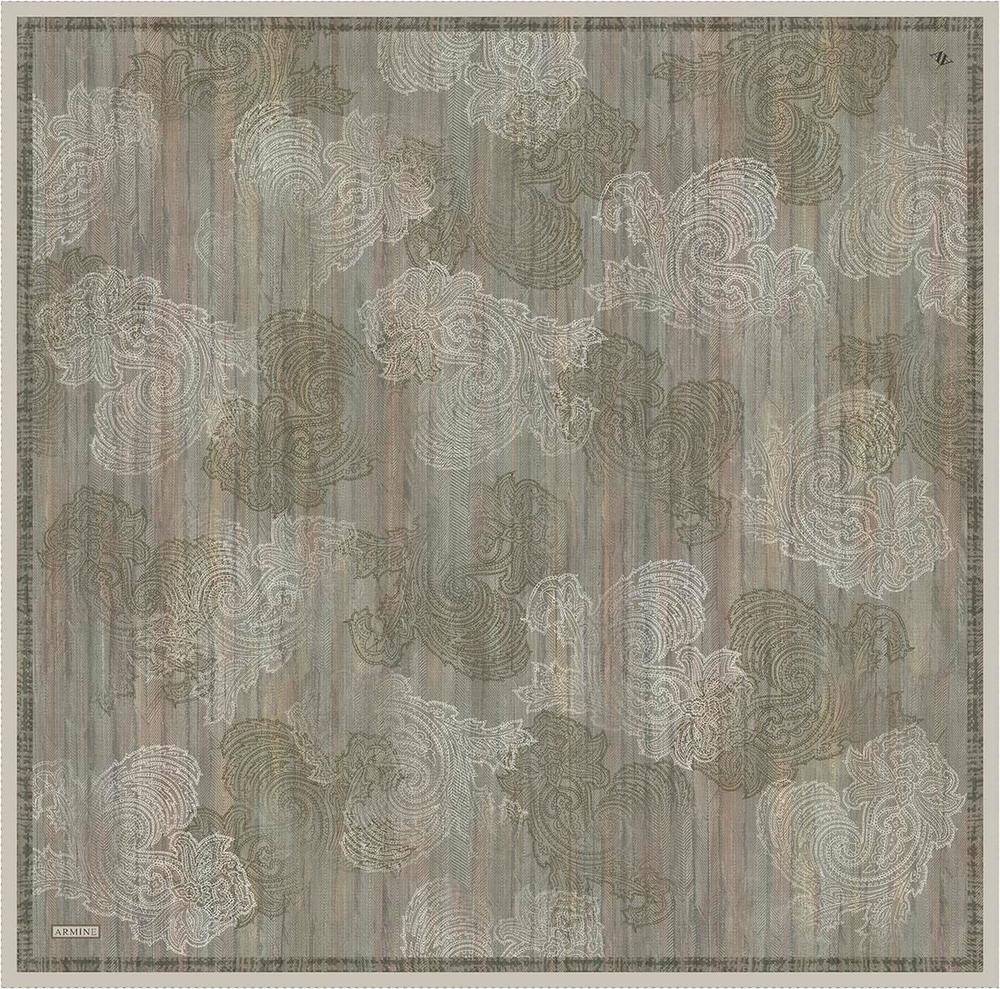 Armine İpek Eşarp 2026 Kış - 9428-32 Yağ Yeşili Twill