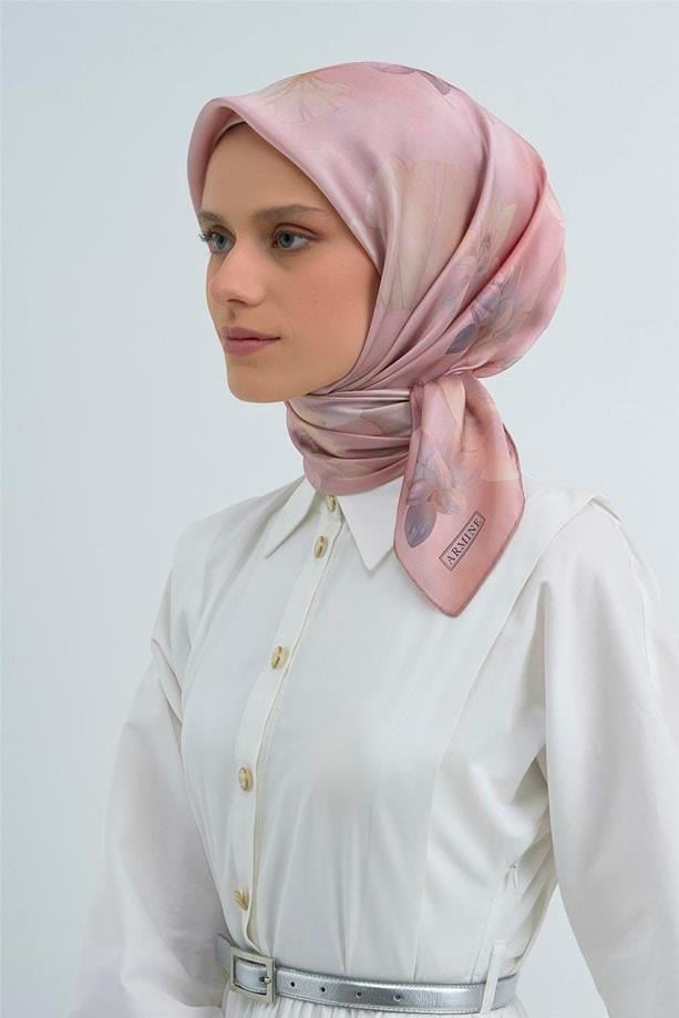 Armine İpek Eşarp 2026 Yaz - 9505-01 Pudra Pembe Sura