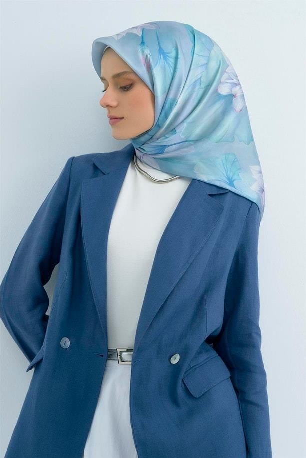 Armine İpek Eşarp 2026 Yaz - 9505-02 Soft Mavi Sura