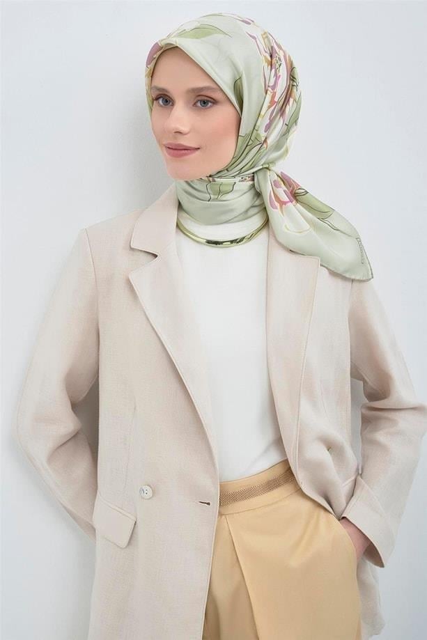 Armine İpek Eşarp 2026 Yaz - 9509-33 Mint Yeşili Twill