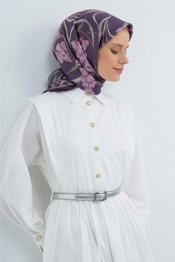 Armine İpek Eşarp 2026 Yaz - 9512-07 Koyu Mor Sura