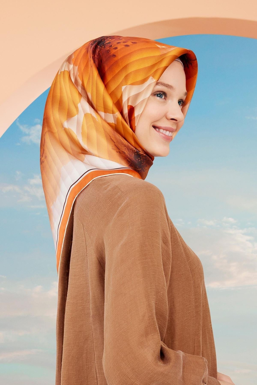 Armine İpek Eşarp Nostalji  - 9100-31 Turuncu Twill