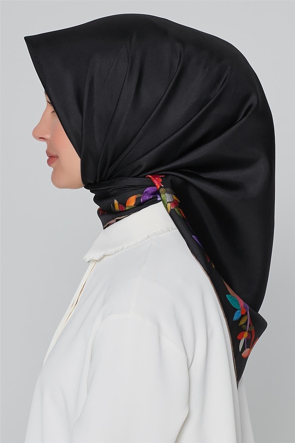 Armine İpek Eşarp Nostalji - 8064-09 Siyah Twill