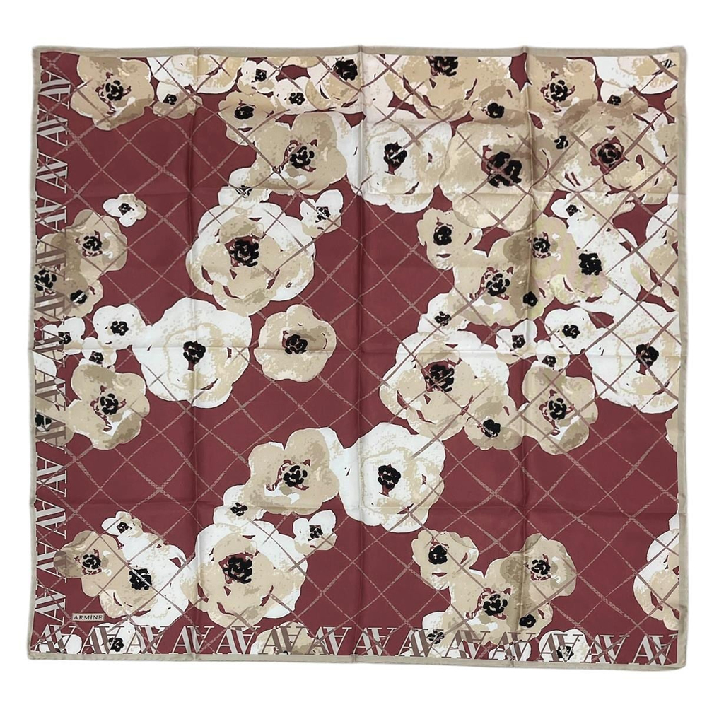 Armine İpek Eşarp Nostalji - 8144-11 Bordo Ekru Twill