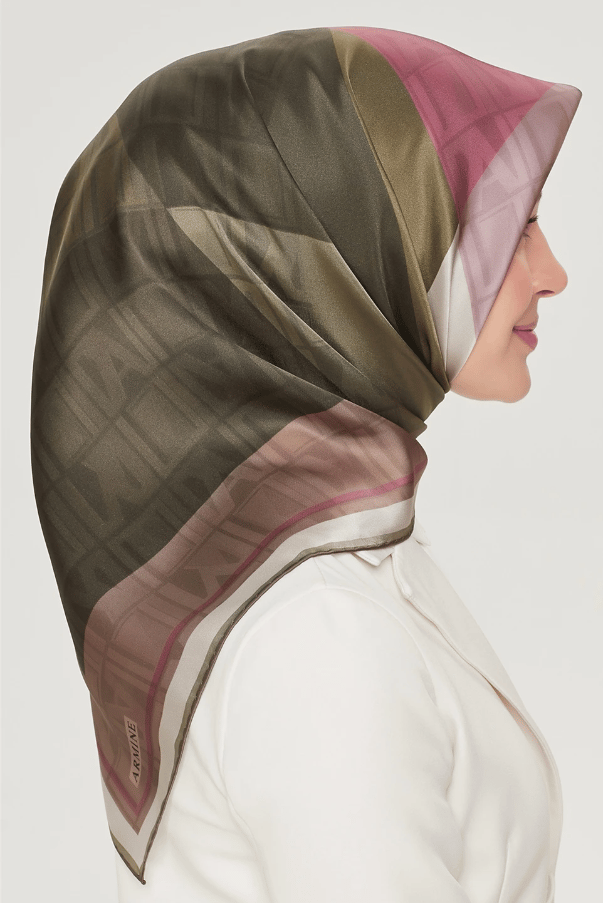 Armine İpek Eşarp Nostalji - 8516-84 Haki Pudra Twill