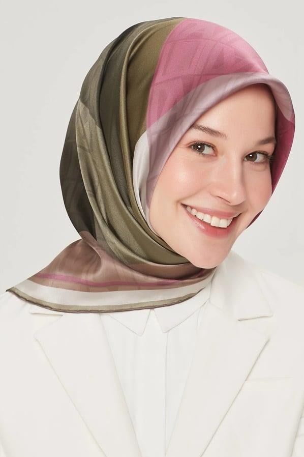 Armine İpek Eşarp Nostalji - 8516-84 Haki Pudra Twill