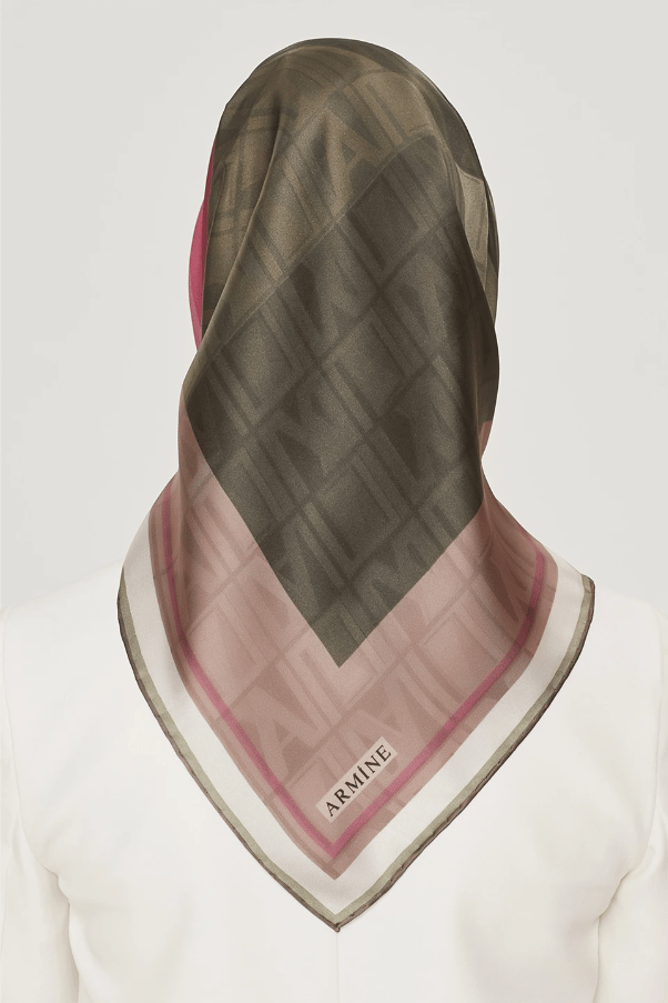 Armine İpek Eşarp Nostalji - 8516-84 Haki Pudra Twill