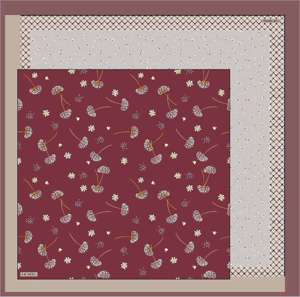 Armine İpek Eşarp Nostalji - 8517-07 Bordo Twill