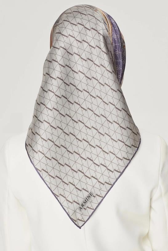 Armine İpek Eşarp Nostalji - 8519-05 Gri Mor Twill