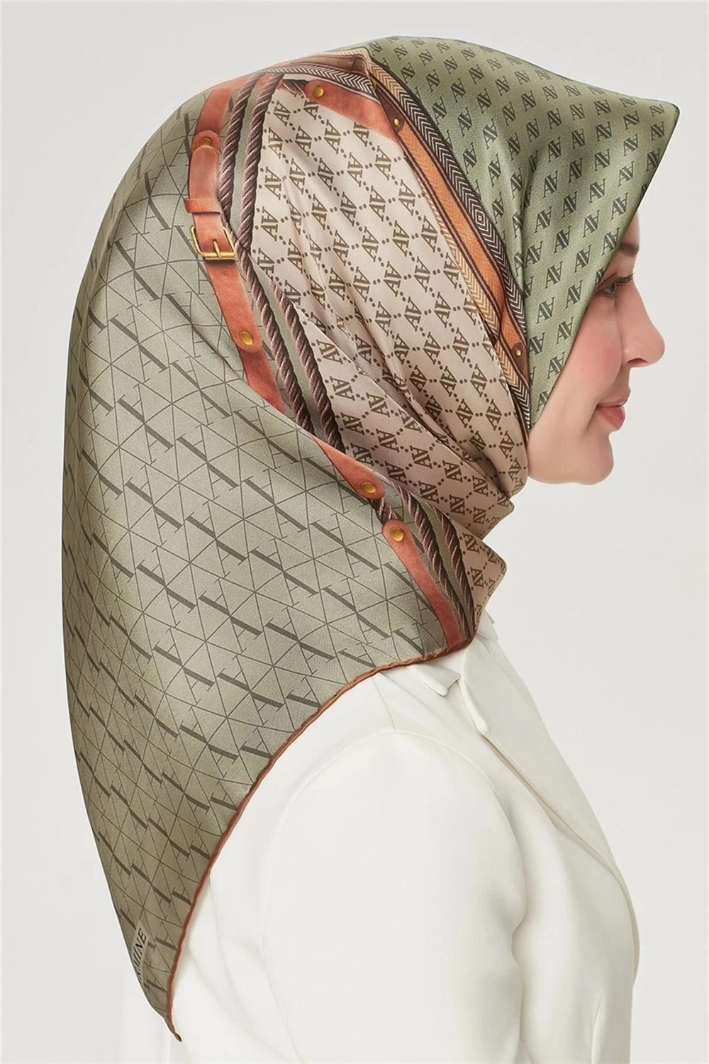 Armine İpek Eşarp Nostalji - 8519-06 Yeşil Sura