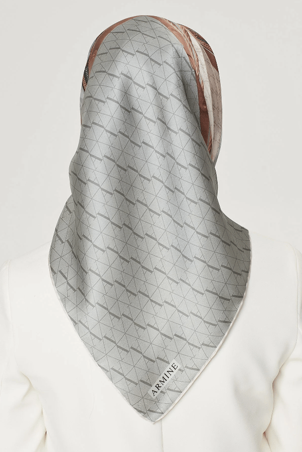 Armine İpek Eşarp Nostalji - 8519-35 Açık Gri Twill