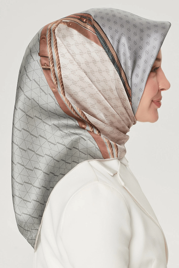Armine İpek Eşarp Nostalji - 8519-35 Açık Gri Twill