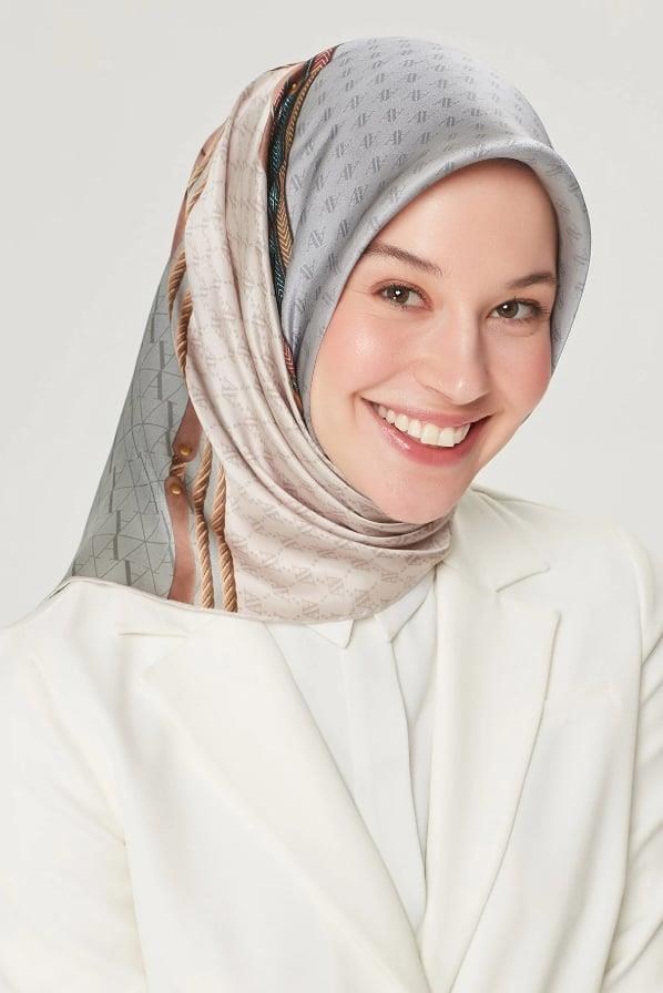 Armine İpek Eşarp Nostalji - 8519-35 Açık Gri Twill