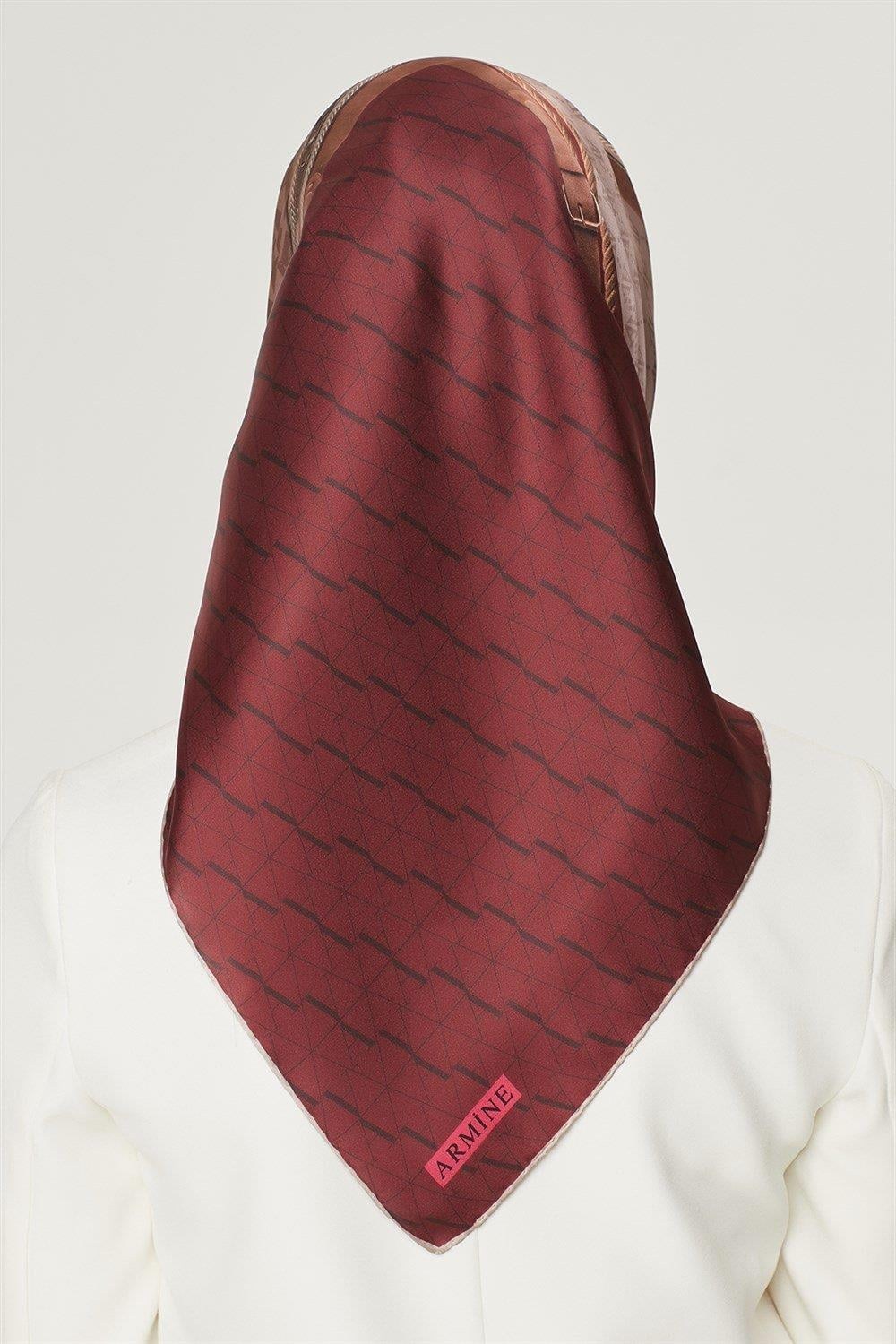 Armine İpek Eşarp Nostalji - 8519-84 Bordo Vizon Twill