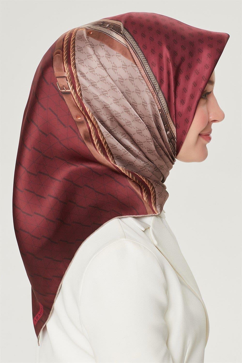 Armine İpek Eşarp Nostalji - 8519-84 Bordo Vizon Twill