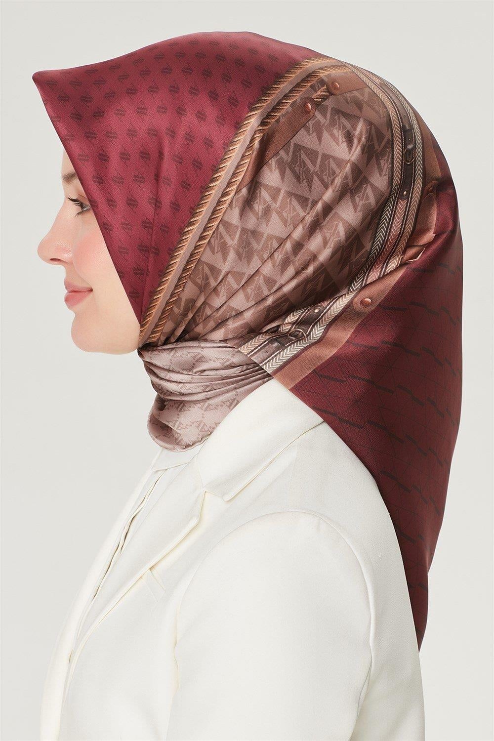 Armine İpek Eşarp Nostalji - 8519-84 Bordo Vizon Twill