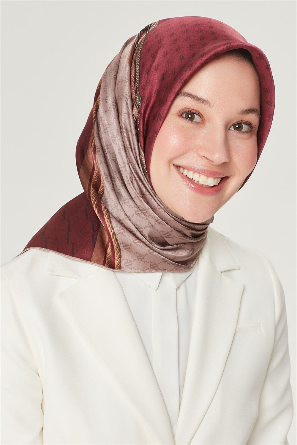 Armine İpek Eşarp Nostalji - 8519-84 Bordo Vizon Twill