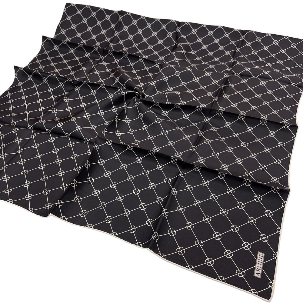 Armine İpek Eşarp Nostalji - 8555-14 Siyah Beyaz Twill