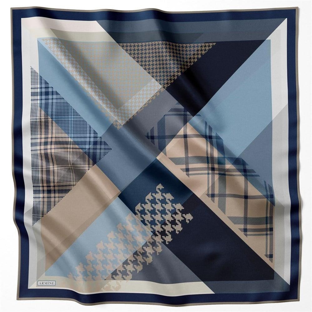 Armine İpek Eşarp Nostalji - 8620-01 Vizon Lacivert Twill